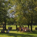 People enjoying sunny weather in the Cook County Forest Preserves